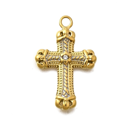 304 подвески из нержавеющей стали, с эмалью и горный хрусталь, ионное покрытие (ip), крест с короной