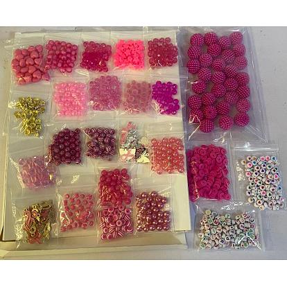 DIY Making Findings Kits, including Resin Beads, Acrylic Beads, ABS Plastic Imitation Pearl Beads, Brass Rhinestone Spacer Beads, Alloy Enamel Pendants