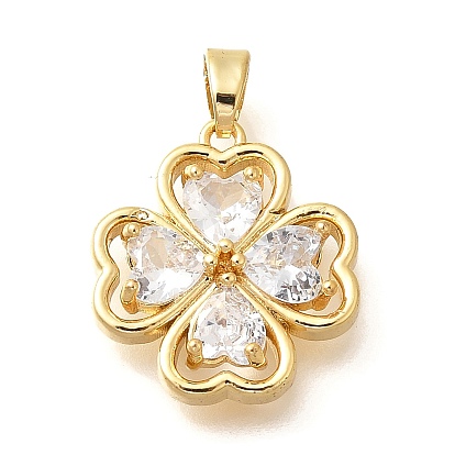 Латунные микро проложить кубического циркония подвески, клевер амулеты