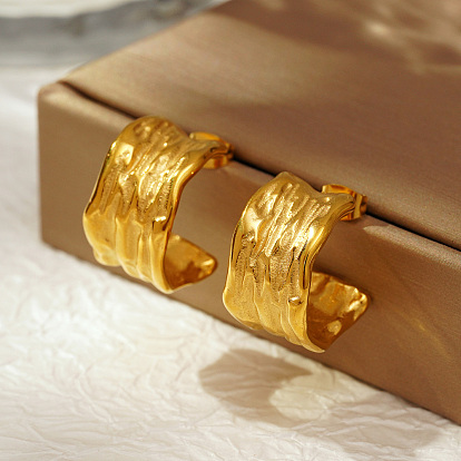 Французское ретро 304 серьги-гвоздики из нержавеющей стали в форме буквы С