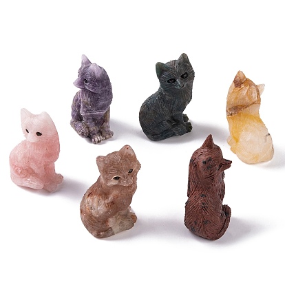 Резные фигурки лисы из натуральных драгоценных камней, статуи для домашнего офиса, рабочего стола, орнамент фэн-шуй