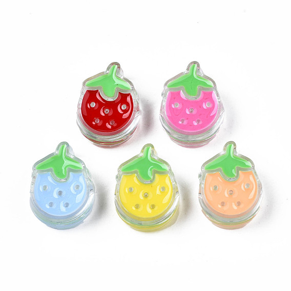 Transparent Acrylic Enamel Beads, Strawberry