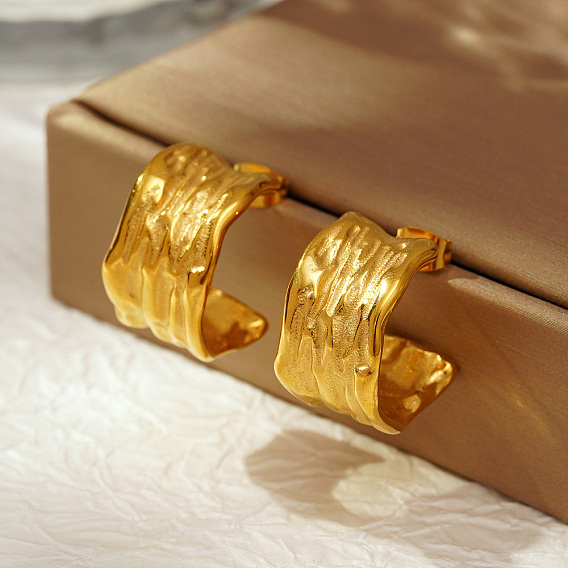 Французское ретро 304 серьги-гвоздики из нержавеющей стали в форме буквы С