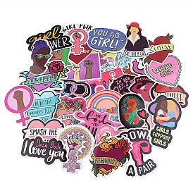 35Pcs Girl Power Waterproof PVC Cartoon Sticker Labels, Self-adhesive Decals, for Suitcase, Skateboard, Refrigerator, Helmet, Mobile Phone Shell