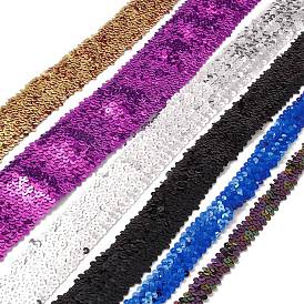 1M Plastic Paillette Elastic Trim, Sequin Trimming, Ornament Accessories, Flat Round, Mixed Style