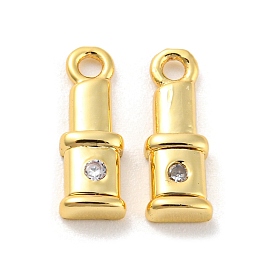 Rack Plating Brass Micro Pave Cubic Zirconia Charms, 
Long-Lasting Plated, Cadmium Free & Lead Free, Lipstick