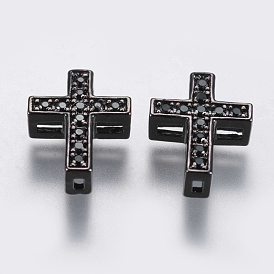 Micro cuivres ouvrent zircone cubique liens multi-brins, croix, noir