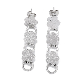 304 Stainless Steel Stud Dangle Earrings for Women, Flower