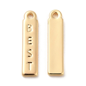 Brass Pendants, Rectangle with Word Best Charm