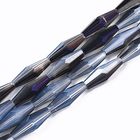 Half Electroplate Glass Beads Strands, Faceted Bicone