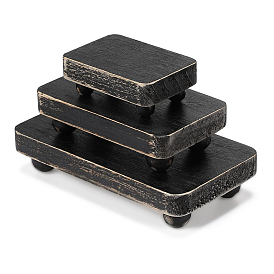 3Pcs 3 Sizes Rectangle Wood Bonsai Display Riser Base, Wooden Flower Pot Vase Display Pedestals, Indoor Plant Stands