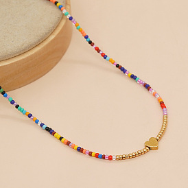 Collier de clavicule de serrure de perle de style bohème mgb avec pendentif coeur en or pour les femmes