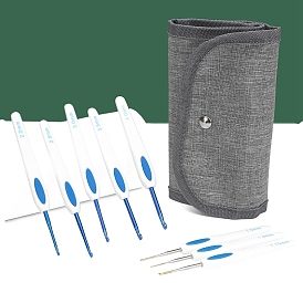 Crochet Hook Kit, with 17Pcs Blue & White Crochet Hook and Storage Bag, for Beginners and Adults