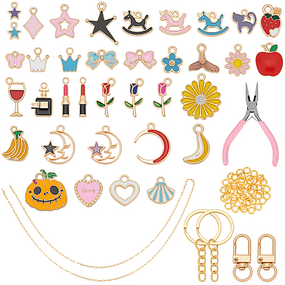 Набор для изготовления брелка своими руками, в том числе подвески из цинкового сплава с эмалью, латунные скрепки, зажимные крюки, Клещи углерода стали ювелирные изделия