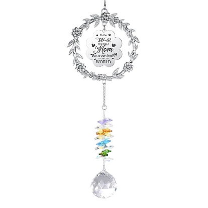 Каплевидный стеклянный ловец солнца для окон радуга производитель, венок из сплава с подвесными украшениями в виде слов