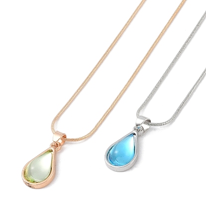 Alloy Snake Chain Necklaces, Plastic Pendant Necklaces, Teardrop