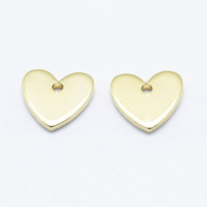 Brass Charms, Long-Lasting Plated, Nickel Free, Heart