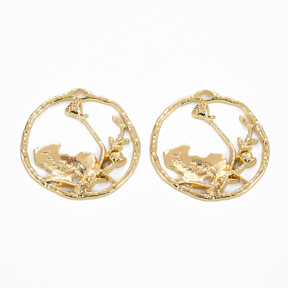 Rack Plating Alloy Pendants, Cadmium Free & Lead Free, Lotus