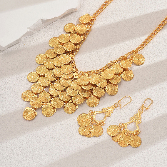 Наборы из серег и ожерелий из сплава монет и кисточек для женщин