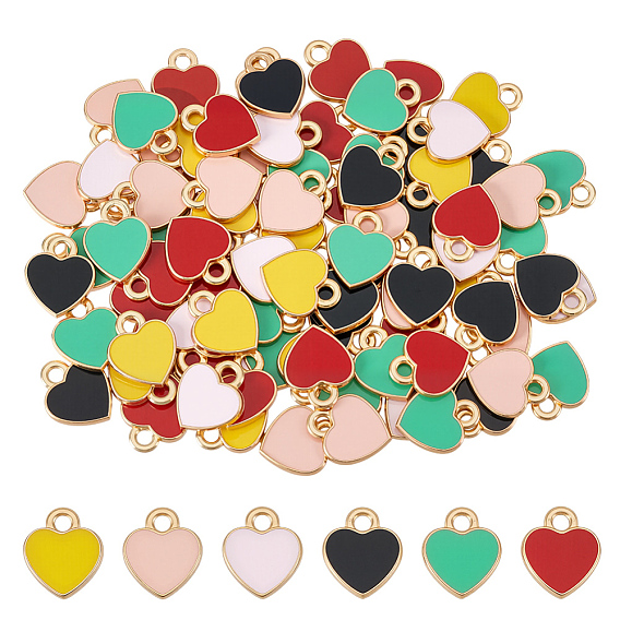 120Шармы из сплава эмали, сердце, золотой свет