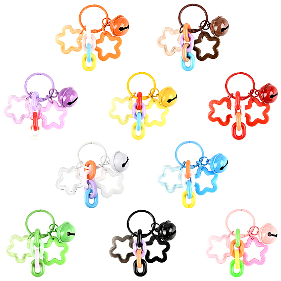 10шт 10 цвета звезда акриловые подвесные украшения, застежки и подвески-колокольчики из сплава, напечатанные распылением, для украшений сумок