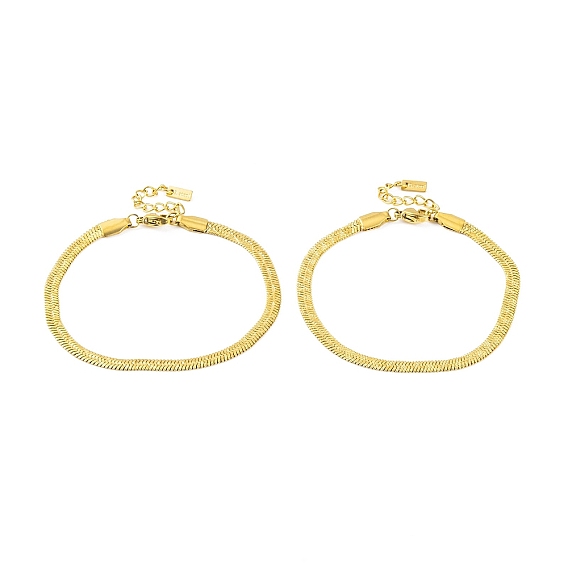 Ионное покрытие (IP) 304 браслеты-цепочки из нержавеющей стали с узором «елочка» для женщин