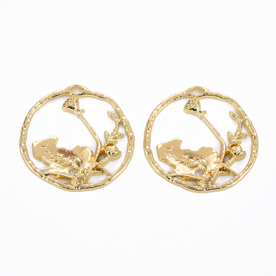 Rack Plating Alloy Pendants, Cadmium Free & Lead Free, Lotus