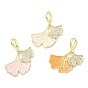 Латунь микропаве фианиты с подвесками из эмали, гингко лист, реальный 18 k позолоченный