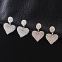 Heart-shaped personality earrings with diamond claw chain - European and American love.