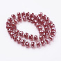 Electroplate Glass Beads Strands, Pearl Luster Plated, Faceted, Flat Round