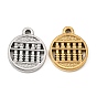 304 Stainless Steel Pendants, Flat Round with Abacus Charms