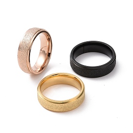 Textured 201 Stainless Steel Flat Finger Ring for Women