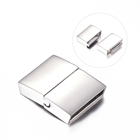 304 Stainless Steel Magnetic Clasps with Glue-in Ends, Ion Plating (IP), Rectangle