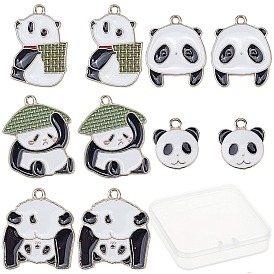 20Pcs 5 Styles Alloy Enamel Pendants, Cadmium Free & Lead Free, Light Gold, Panda Shape