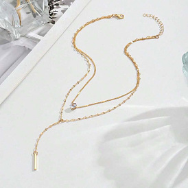 Сплав кристалл горный хрусталь прямоугольный кулон двухслойные ожерелья для женщин