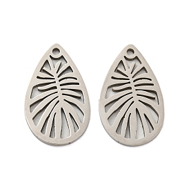 316L Surgical Stainless Steel Pendants, Laser Cut, Leaf Charm
