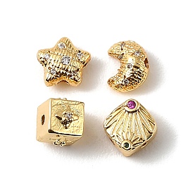 Латунные микро проложить кубического циркония бусы, золотые