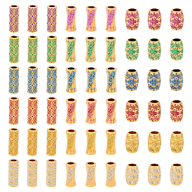 108Pcs 18 Style Plastic Beads, Imitation Wood, Large Hole, For African Braid Reggae Hair Accessories, Tube & Barrel with Flower