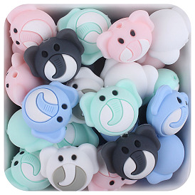 10Pcs 5 Styles Elephant Silicone Beads, Chewing Beads For Teethers, DIY Nursing Necklaces Making