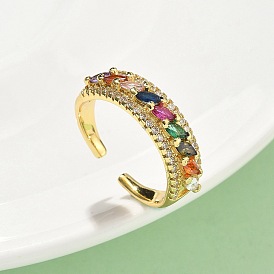 Регулируемые манжеты из латуни с микропаве из разноцветных кубических цирконий