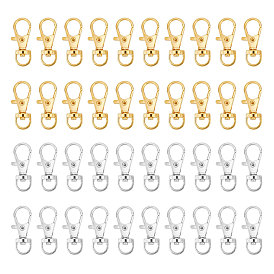 40Pcs 2 Colors Alloy Swivel Lobster Claw Clasps, Swivel Snap Hook