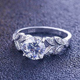 Stunning Sterling Silver Leaf Ring with Sparkling CZ Stones - Unique and Chic Women's Statement Jewelry Piece