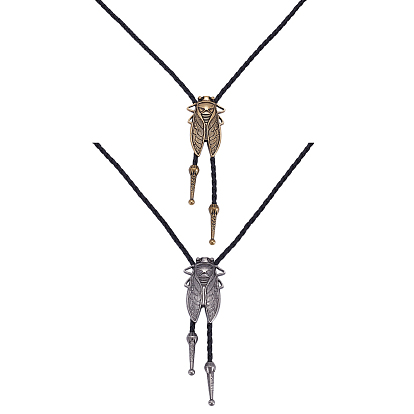 2 шт 2 цвета насекомые регулируемые ожерелья из цинкового сплава с подвеской, пу кожаный шнур Lariat ожерелья