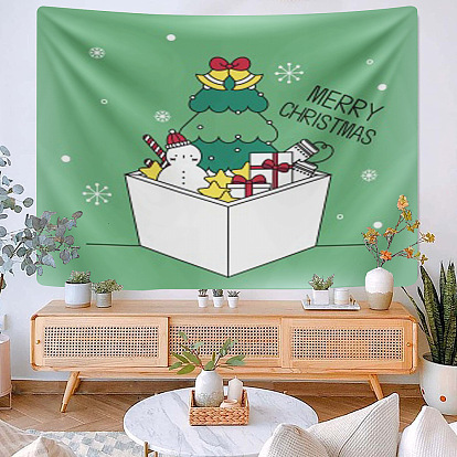 Christmas Theme Polyester Wall Hanging Tapestry, for Bedroom Living Room Decoration, Rectangle