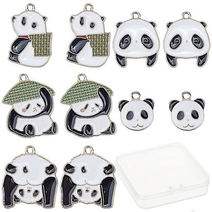 20Pcs 5 Styles Alloy Enamel Pendants, Cadmium Free & Lead Free, Light Gold, Panda Shape