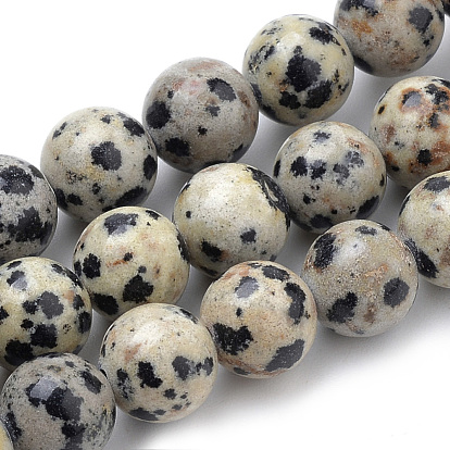 Natural Dalmatian Jasper Beads Strands, Round