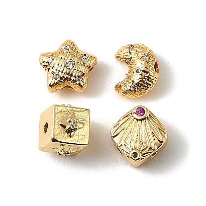 Латунные микро проложить кубического циркония бусы, золотые