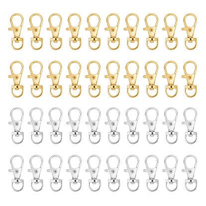40Pcs 2 Colors Alloy Swivel Lobster Claw Clasps, Swivel Snap Hook