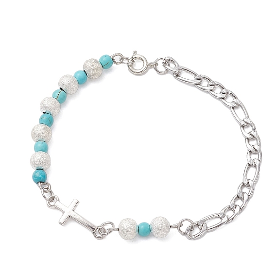 Крестовые 304 браслеты из нержавеющей стали и латуни, синтетические бирюзовые браслеты из бисера