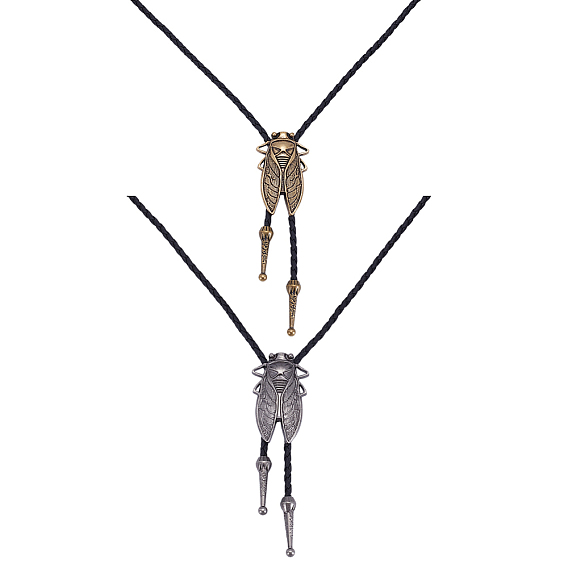 2 шт 2 цвета насекомые регулируемые ожерелья из цинкового сплава с подвеской, пу кожаный шнур Lariat ожерелья